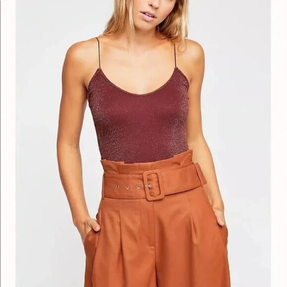 NWOT Free People Intimately Lurex Skinny Strap Seamless Red Brami Cami - Picture 6 of 7